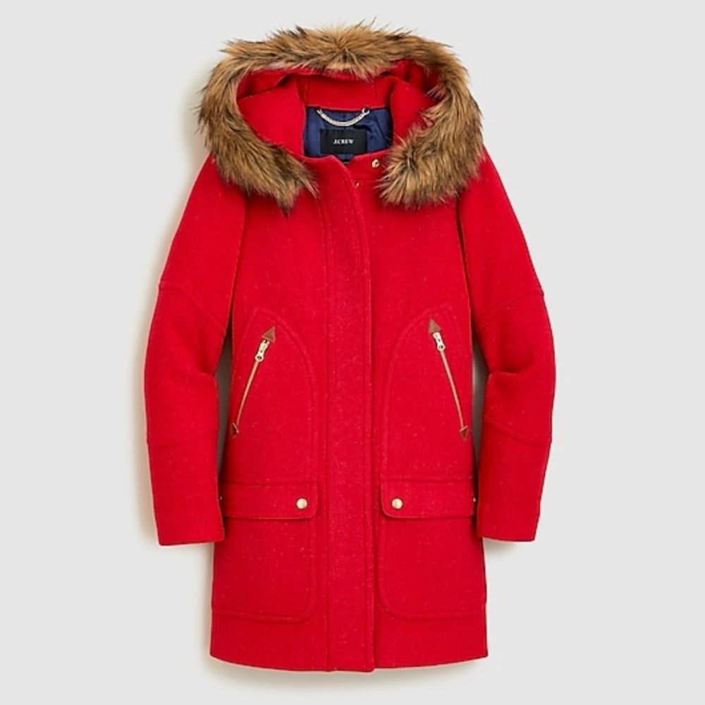 J.Crew Chateau Parka Bright Red Size 8